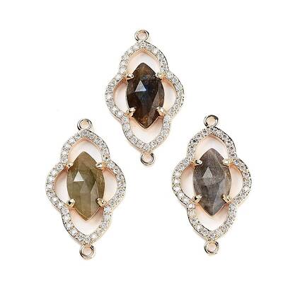 Natural Labradorite Faceted Connector Charms