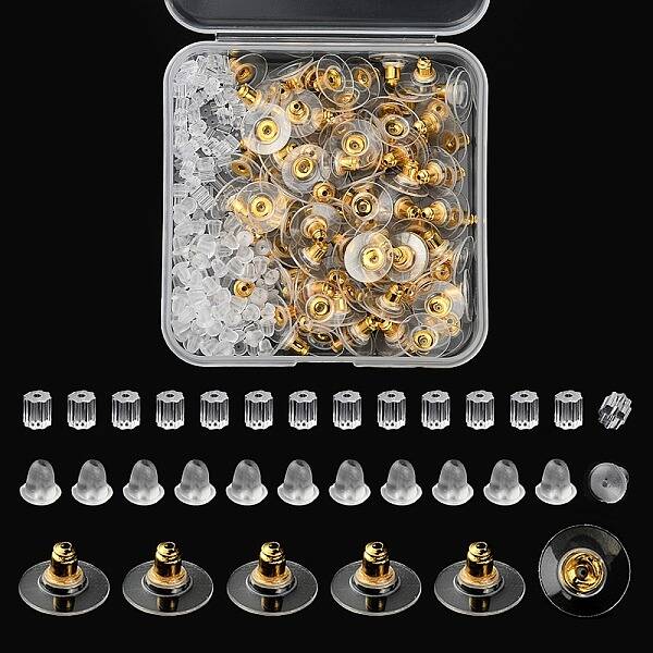 300Pcs 3 Style Brass & Plastic Ear Nuts