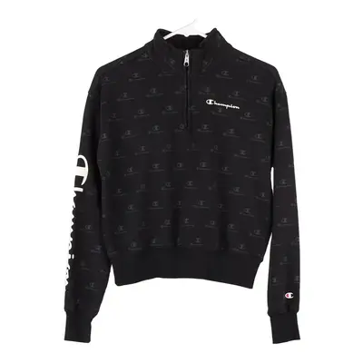 Age 8-10 Champion Spellout 1/4 Zip - Medium Black Cotton Blend