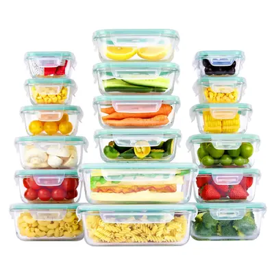 Vtopmart 12- 18 Pack Glass Food Storage Containers with Lids -Stackable Design for Kitchen Utensils Oven Microwave Freezer Di...