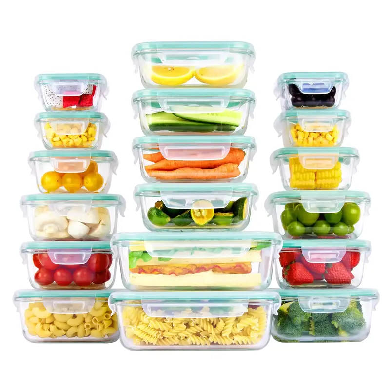 Vtopmart 12- 18 Pack Glass Food Storage Containers with Lids -Stackable Design for Kitchen Utensils Oven Microwave Freezer Di...
