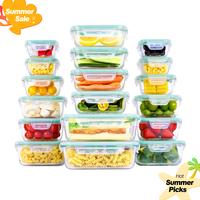 Vtopmart 12- 18 Pack Glass Food Storage Containers with Lids -Stackable Design for Kitchen Utensils Oven Microwave Freezer Di...