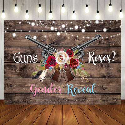 Aperturee Guns Or Roses Wooden Gender Reveal Backdrop