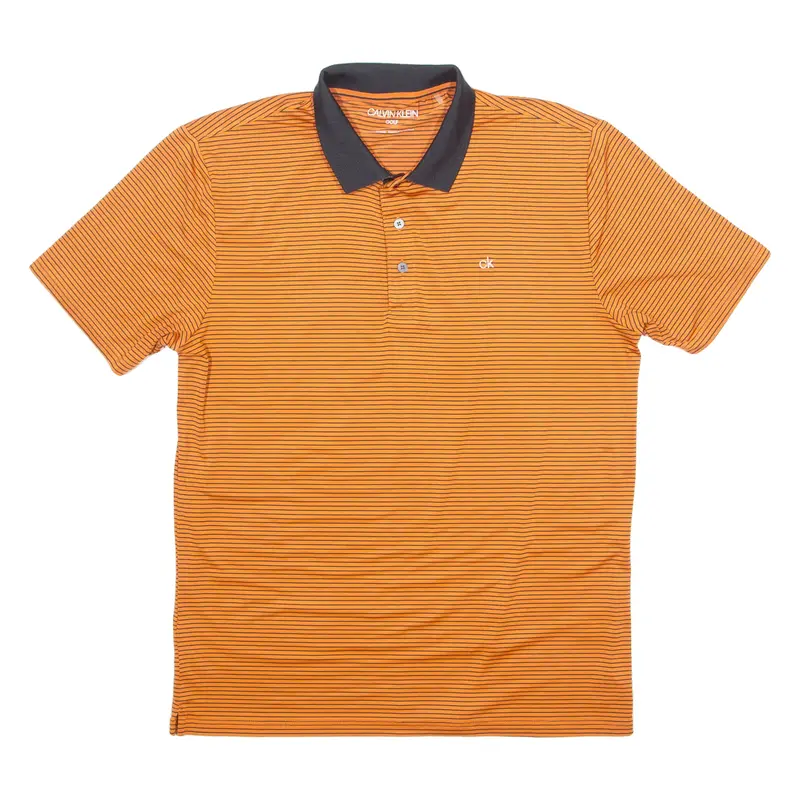 CALVIN KLEIN Golf Mens Polo Shirt Orange Striped L