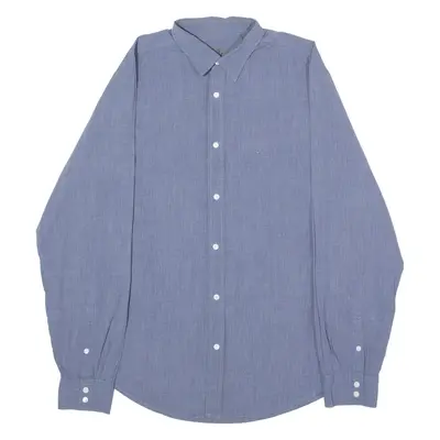 CALVIN KLEIN Mens Plain Shirt Blue Long Sleeve L