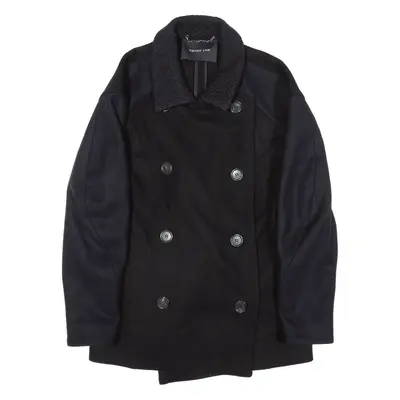 DEREK LAM Pea Knit Coat Black Wool Womens UK 8