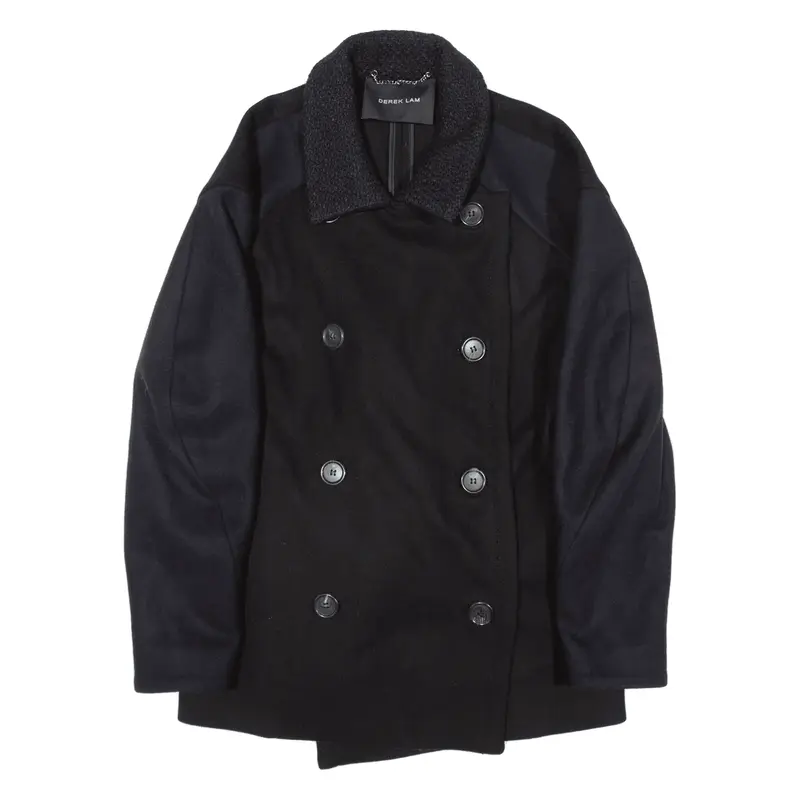 DEREK LAM Pea Knit Coat Black Wool Womens UK 8