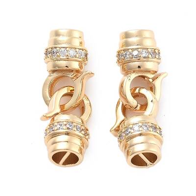 Brass Micro Pave Clear Cubic Zirconia Fold Over Clasps