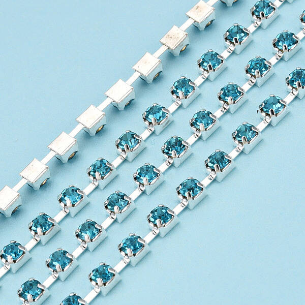 Silver Plated Brass Rhinestone Strass Chains
