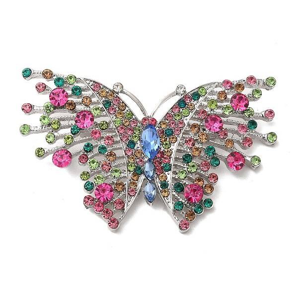 Butterfly Alloy Colorful Rhinestone Brooch