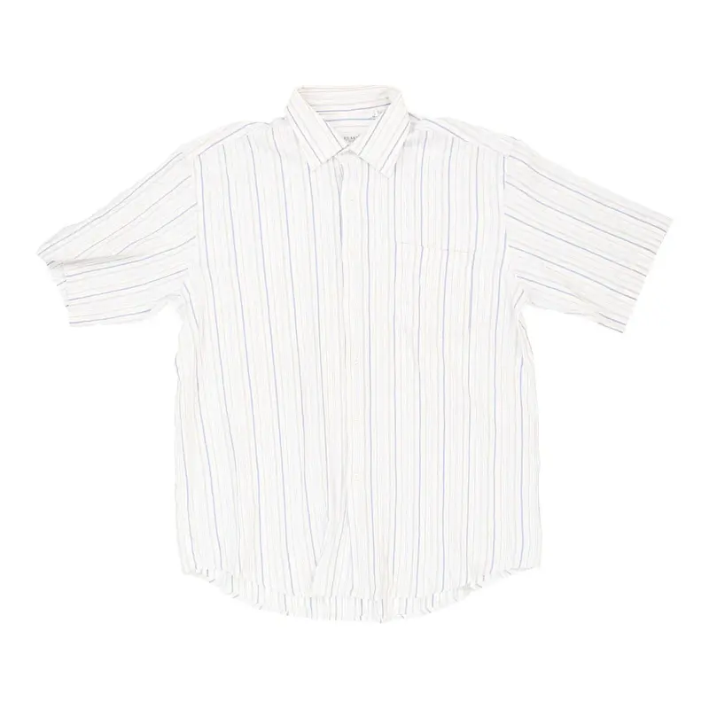 Fareast Striped Short Sleeve Shirt - 2XL White Linen Blend