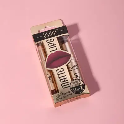 Long Lasting Lipstick Set, 2 Counts Matte Lip Stick with Lip Liner Makeup Set, Waterproof Lipsticks, Easy Coloring Lipsticks ...