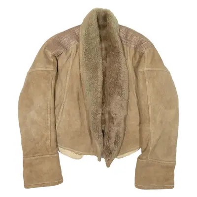 ICONS Cropped Womens Jacket Beige Leather Suede S