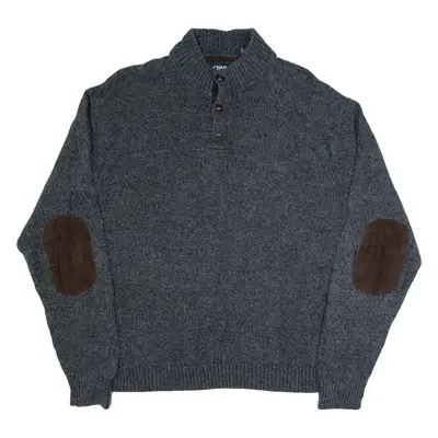 CHAPS Mens Jumper Grey High Neck Tight Knit 2XL