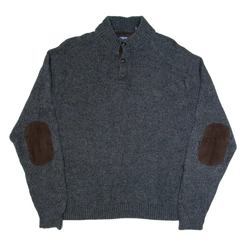 CHAPS Mens Jumper Grey High Neck Tight Knit 2XL