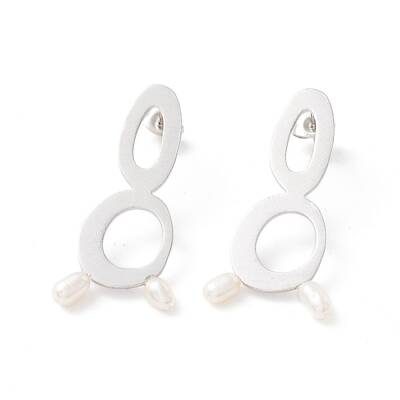 Infinity with Natural Pearl Dangle Stud Earrings for Women