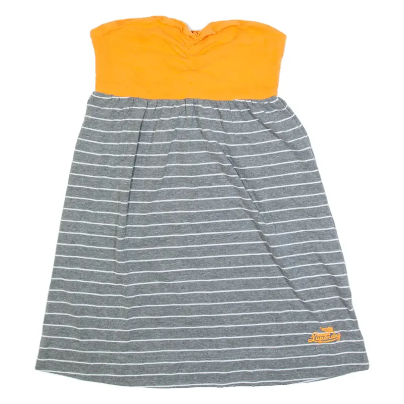 SUPERDRY Womens Day Dress Grey Striped Sleeveless Short S
