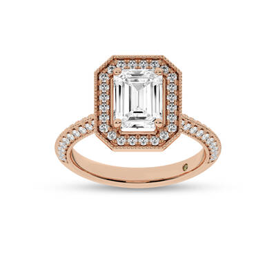 Shyne Octagonal Halo Emerald Cut Lab Grown Diamond Engagement Ring | 14K Rose Gold 2 CT. TW.