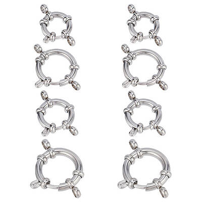 8 Pcs 4 Sizes 304 Stainless Steel Spring Ring Clasps