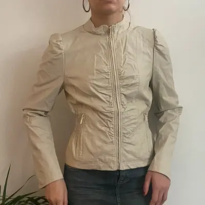 Nuna Lie Jacket - Small Cream Leather