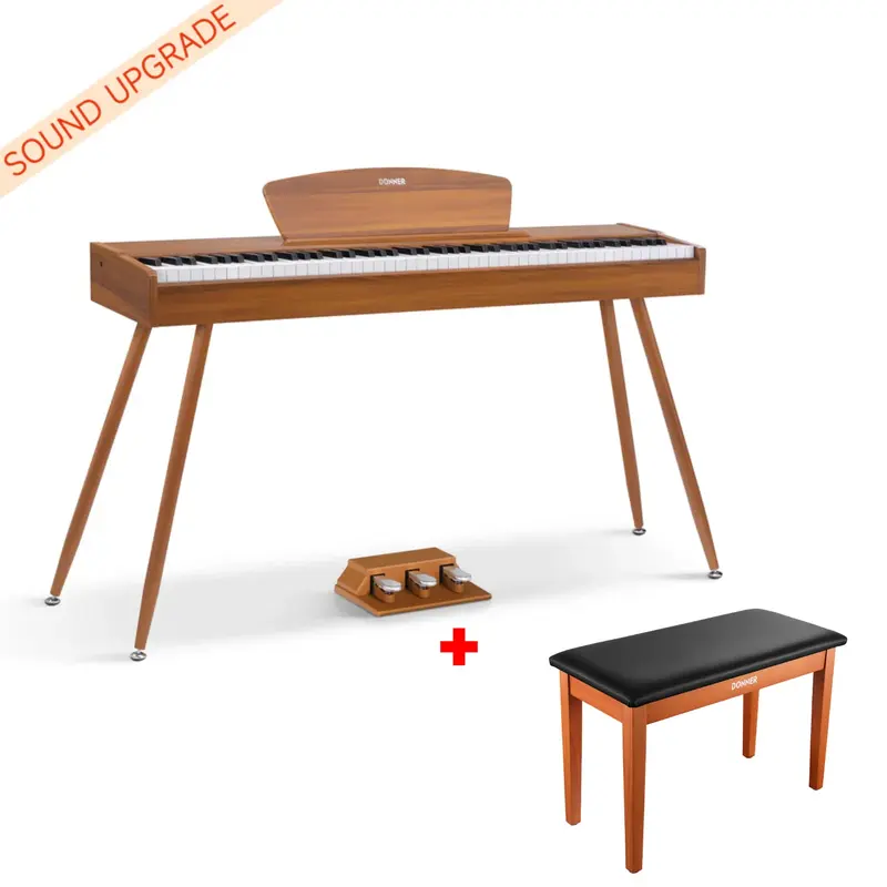 Donner DDP-80 Wooden Digital Piano - Natural Sound Upgrade / Piano+Wooden Two Seated Bench