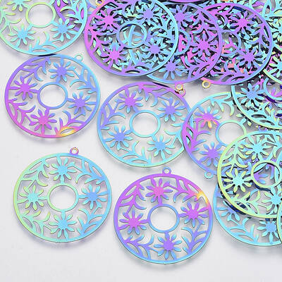 Ion Plating(IP) 201 Stainless Steel Filigree Pendants