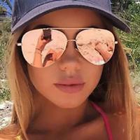 AVIATOR ROSE GOLD WOMEN OVERSIZED LIGHT PINK GOLD FRAMES MIRROR LENSES