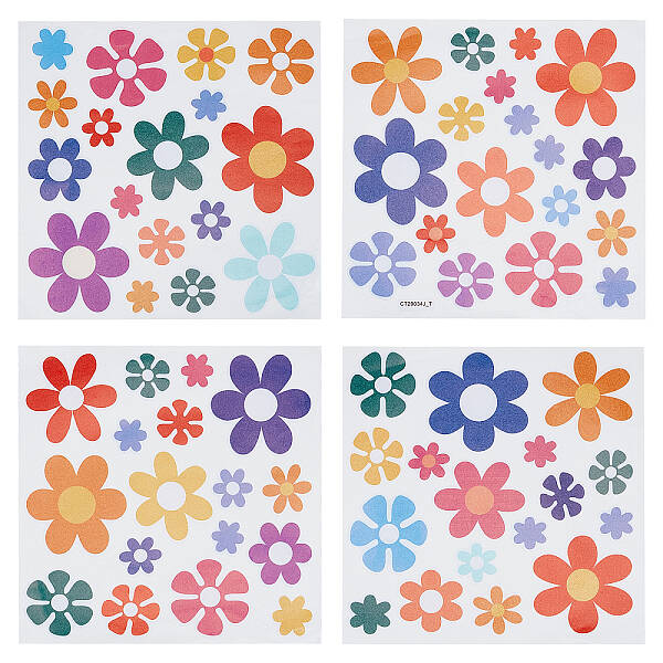 Flower Self-Adhesive Waterproof PVC Stickers