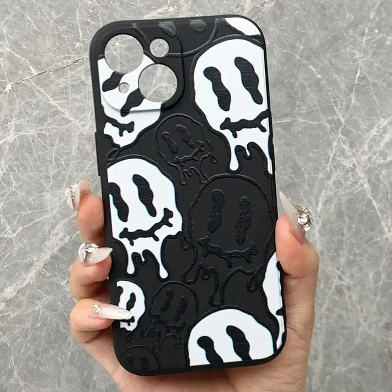 Cartoon Face Pattern Design Phone Case with Camera Lens Protector, 1 Count Creative All-inclusive Protective Soft Case, Deco...