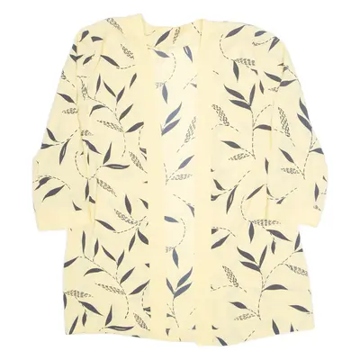 Womens Kimono Blouse Yellow 3/4 Sleeve Floral S