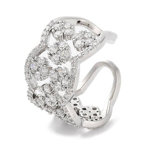 Rack Plating Brass Micro Pave Cubic Zirconia Cuff Rings