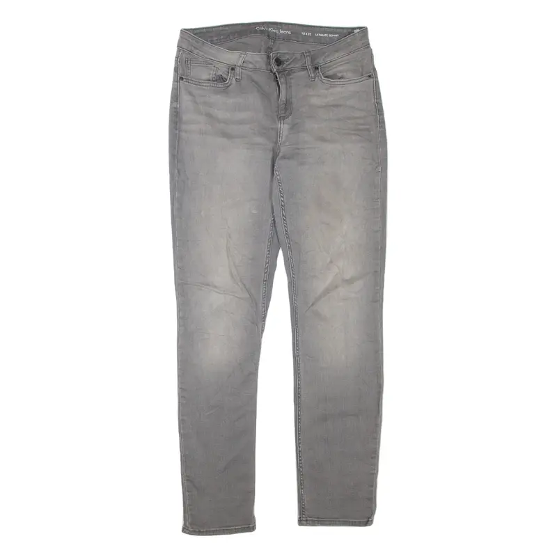 CALVIN KLEIN JEANS Womens Jeans Grey Regular Skinny Stone Wash W32 L32