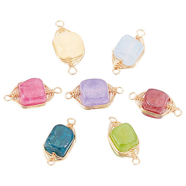 7Pcs 7 Colors Natural Agate Links Connectors