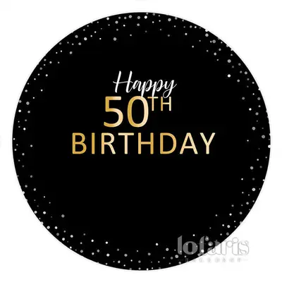 Aperturee Happy 50Th Birthday Gold Silver Dots Round Backdrops | Round Backdrop Stand Cover | Birthday Backdrop Ideas | Birth...