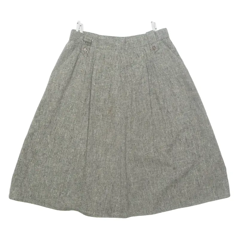 GRESSLER TO YOURS Womens A-Line Skirt Grey Midi Wool M