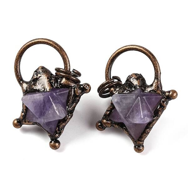 Natural Amethyst Merkaba Star Pendants