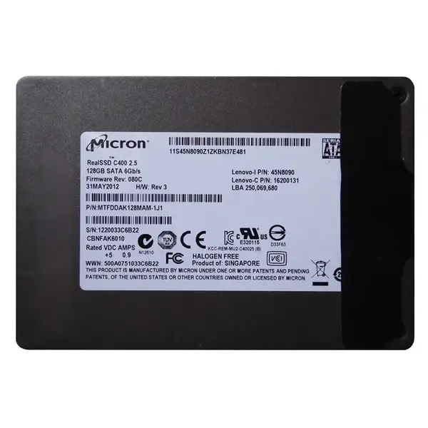MTFDDAK128MAM-1J1 Micron RealSSD C400 128GB Multi-Level Cell SATA 6Gb/s 2.5-Inch Solid State Drive