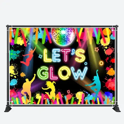 Lets Glow Neon Light Stick Dance Party Backdrop - Aperturee