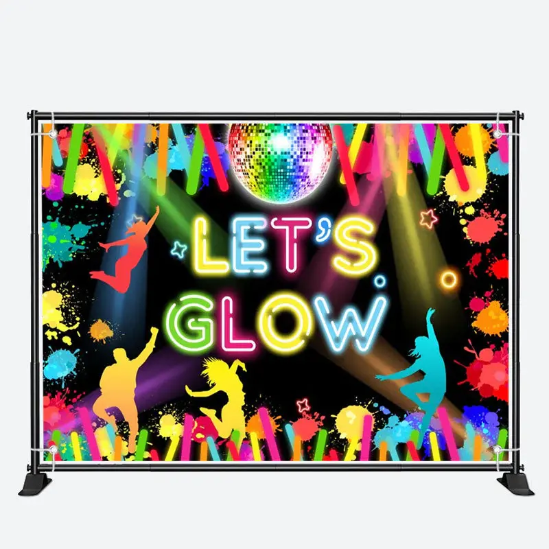 Lets Glow Neon Light Stick Dance Party Backdrop - Aperturee