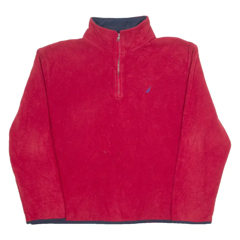 NAUTICA Mens Fleece Red 1/4 Zip Tight Knit XL