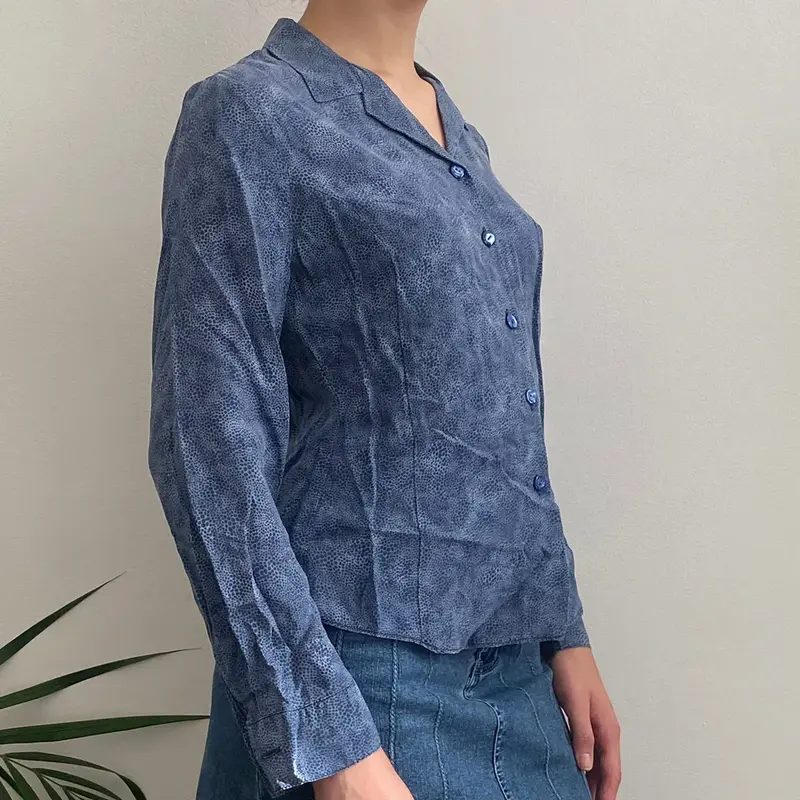 St. Michaels Marks & Spencer Shirt - Small Blue Viscose Blend