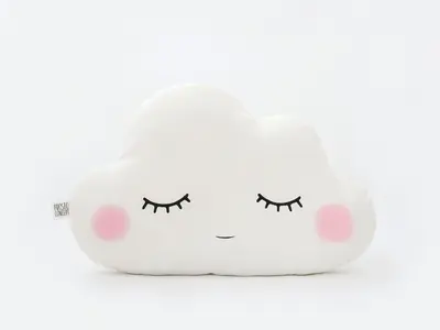 Set of 3 Pillows - White Cloud, Pale Pink Crescent Moon and Green Mint Star Pillows