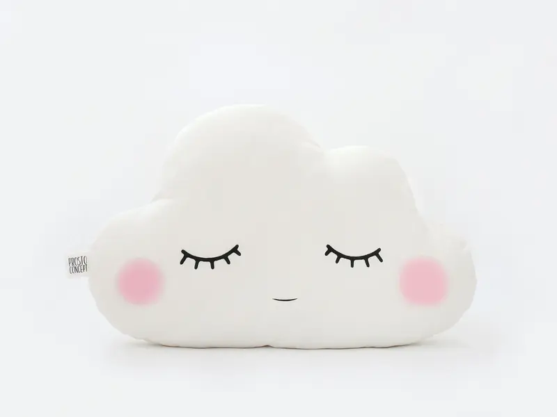 Set of 3 Pillows - White Cloud, Pale Pink Crescent Moon and Green Mint Star Pillows