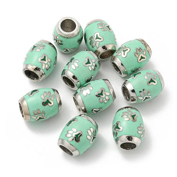 Platinum Tone Alloy Enamel European Beads