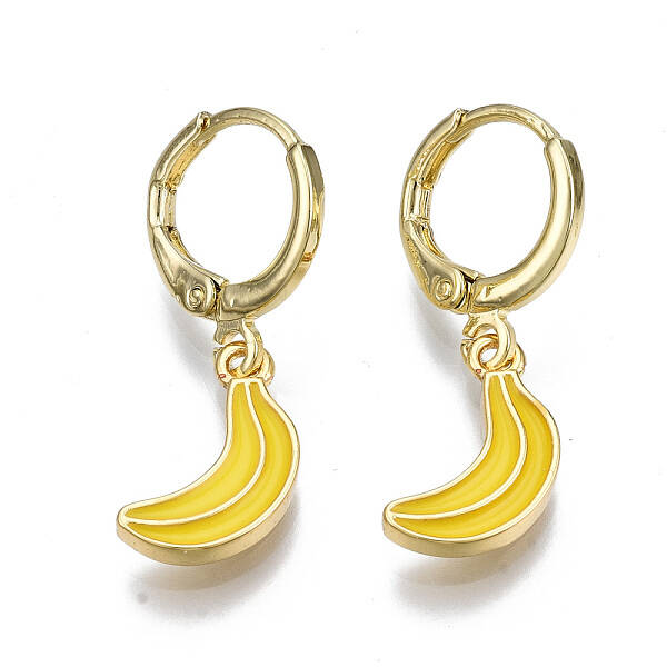 Brass Enamel Huggie Hoop Earrings