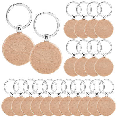 50pcs Natural Wood Keychain