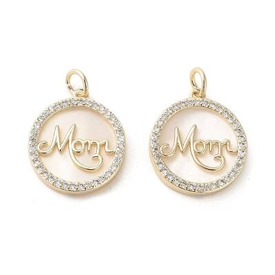 Mother's Day Brass Micro Pave Cubic Zirconia Pendants