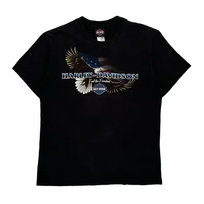 Harley Davidson Graphic T-Shirt - Large Black Cotton