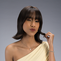9.5-Inch Solid Espresso Brunette Brown (Super-subtle Warm Highlights) Straight w/ Flipped Ends Synthetic Wig | 【Heat Resist...