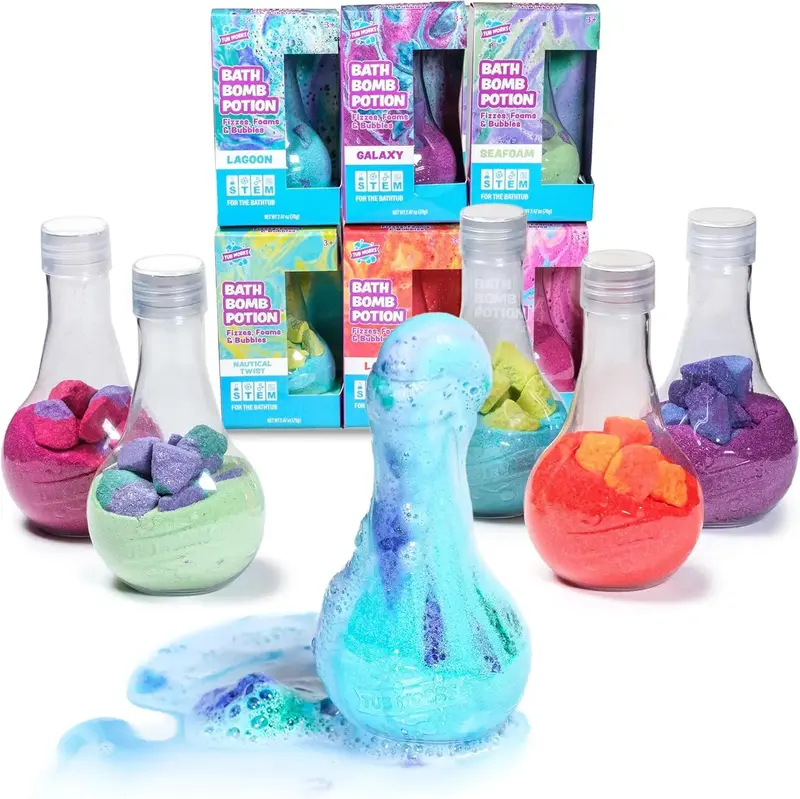 Kids Bath Bomb Potion – 6-Pack Fizzing, Foaming & Bubbling Bath Bombs for Toddlers & Kids – Colorful, Erupting Bath Toy S...